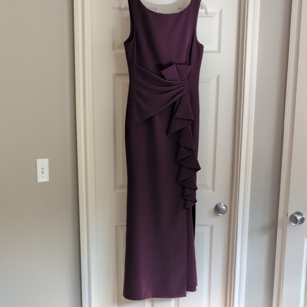 Eliza J Plum Maxi Dress with Ruffle Detail